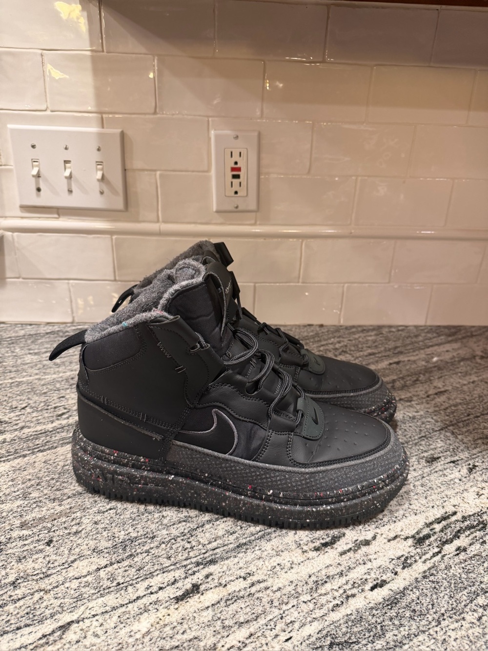 Mens Nike Air Force 1 Boot NN 'Dark Smoke Grey Crater' DD0747-001 Size 12